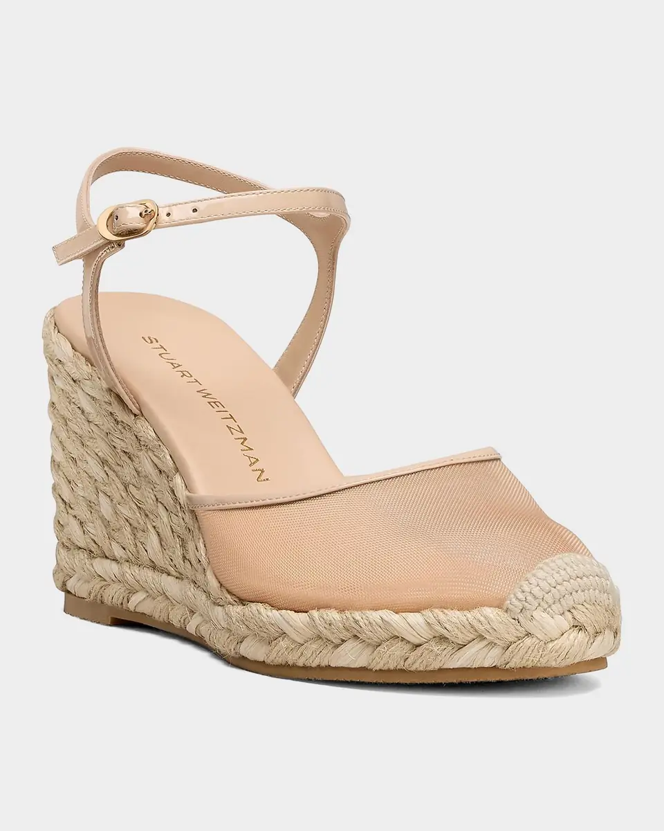 Stuart Weitzman 100mm Bareitall Mesh Espadrille Wedge Sandals | Thumbnail 4