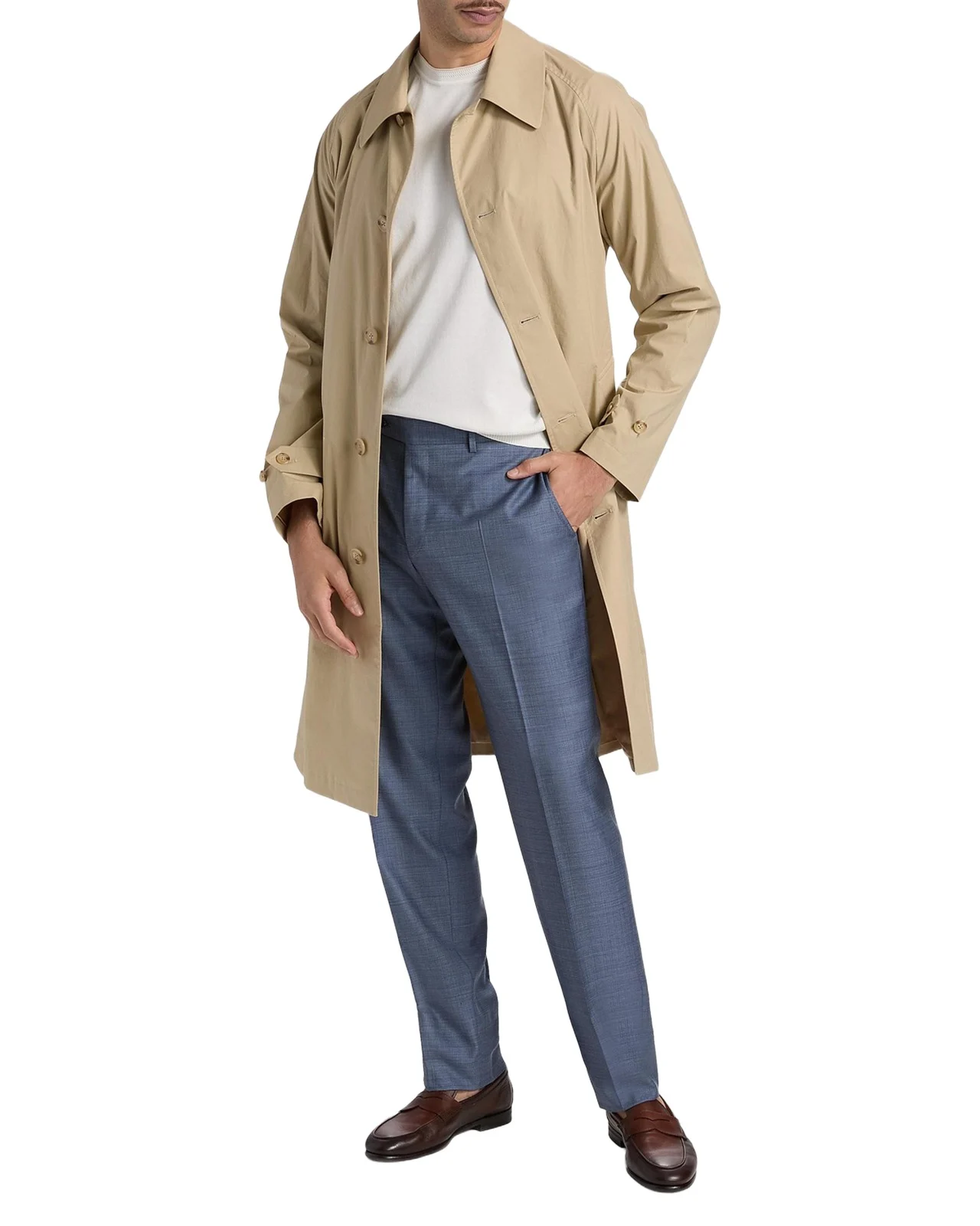 Men's Wool Denim-Effect Flat Front Trousers Men's Wool Denim-Effect Flat Front Trousers