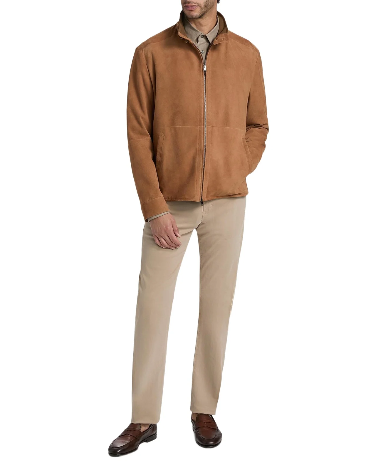 Canali Men's Suede Stand-Collar Bomber Jacket