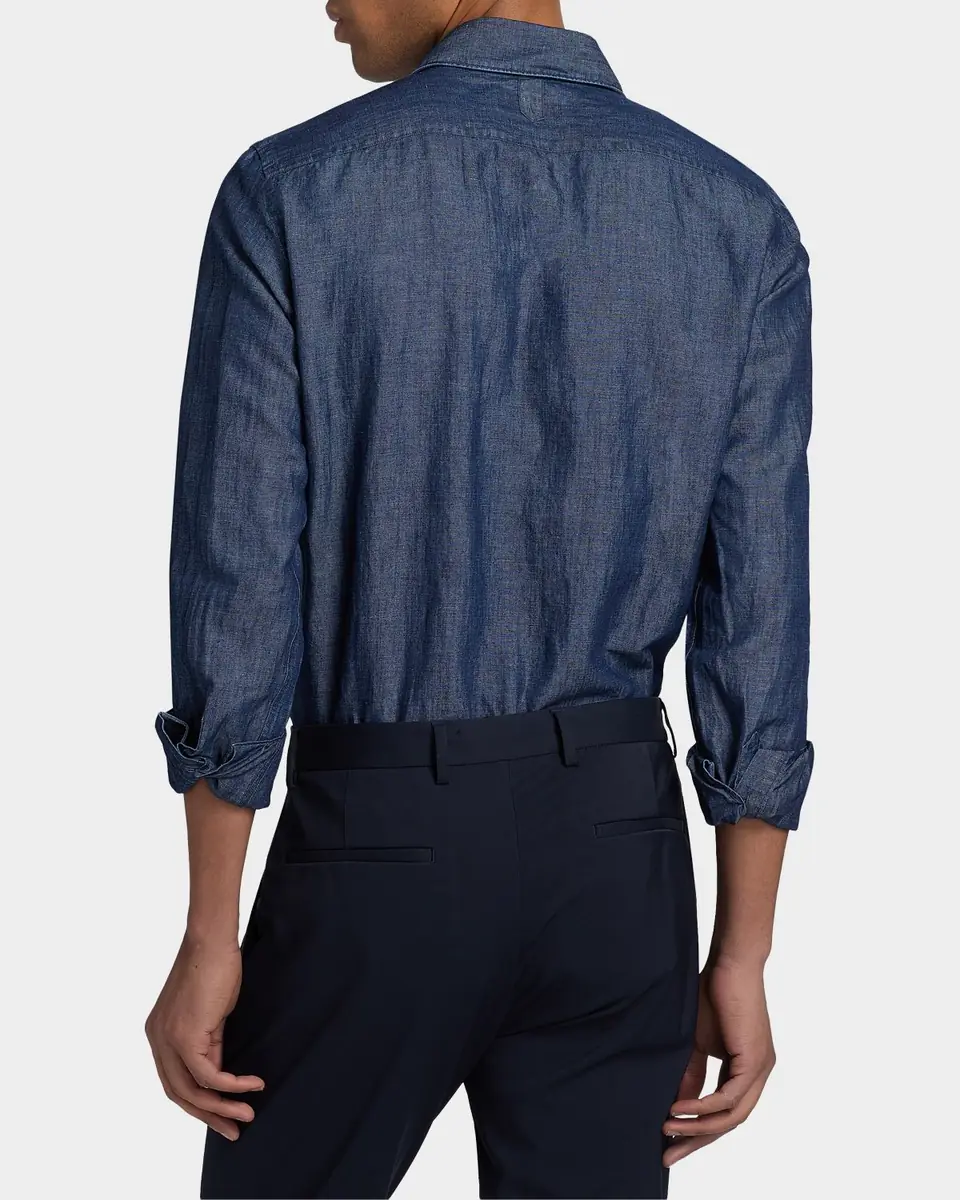 Canali Men's Cotton and Linen Textured Sport Shirt | Thumbnail 2 Canali Men's Cotton and Linen Textured Sport Shirt | Thumbnail 2