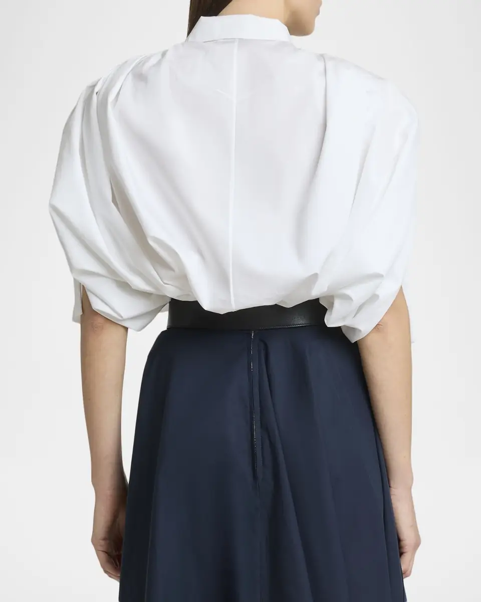 Givenchy Ruched Cotton-Poplin Crop Collared Bubble Shirt | Thumbnail 2