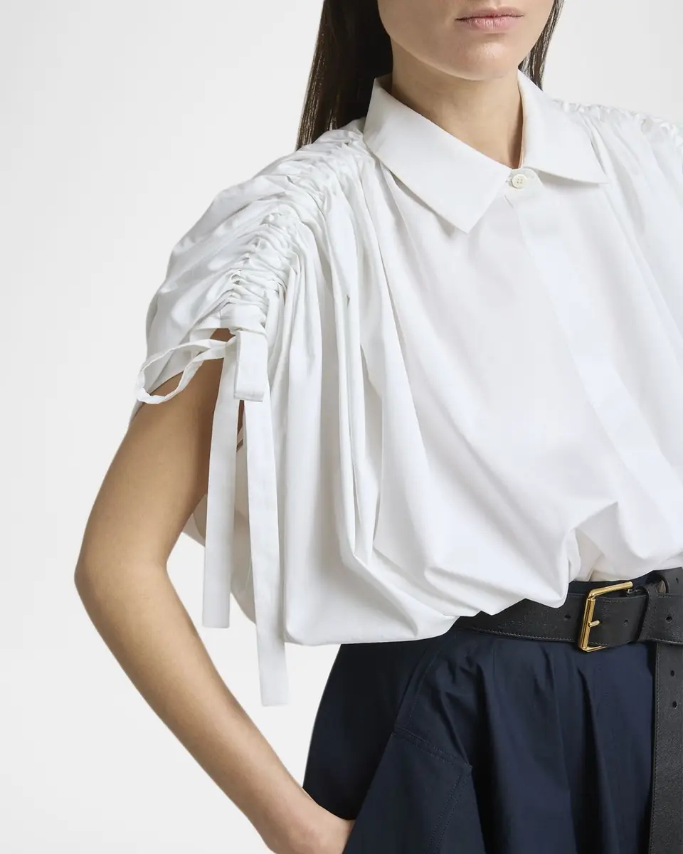 Givenchy Ruched Cotton-Poplin Crop Collared Bubble Shirt | Thumbnail 4