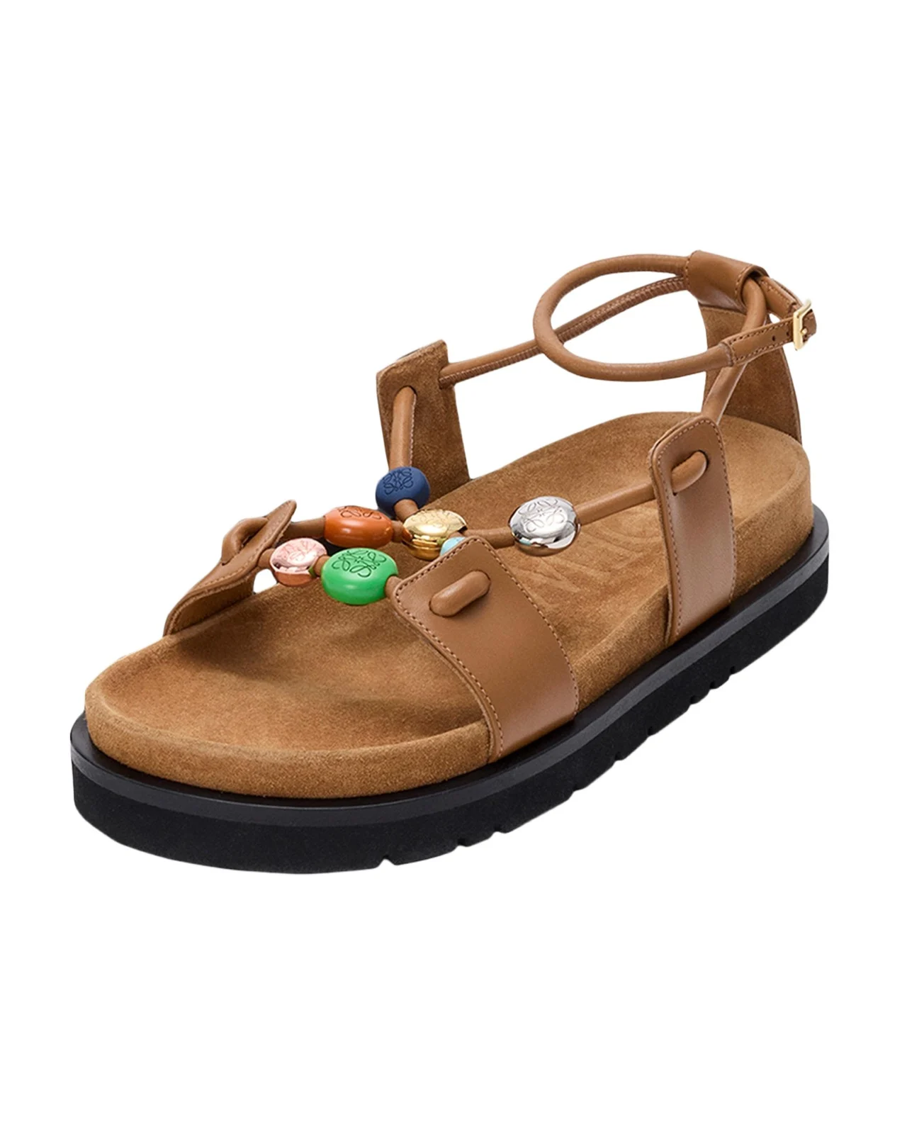 x Paula's Ibiza Anagram Pebble Bead Leather Sandals x Paula's Ibiza Anagram Pebble Bead Leather Sandals