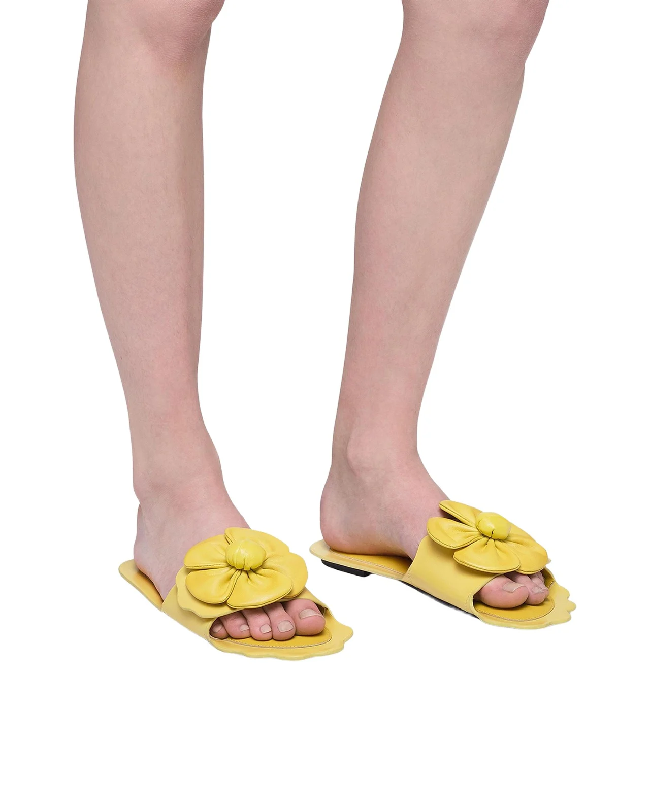 Marc Jacobs The Daisy Leather Flat Slide Sandals