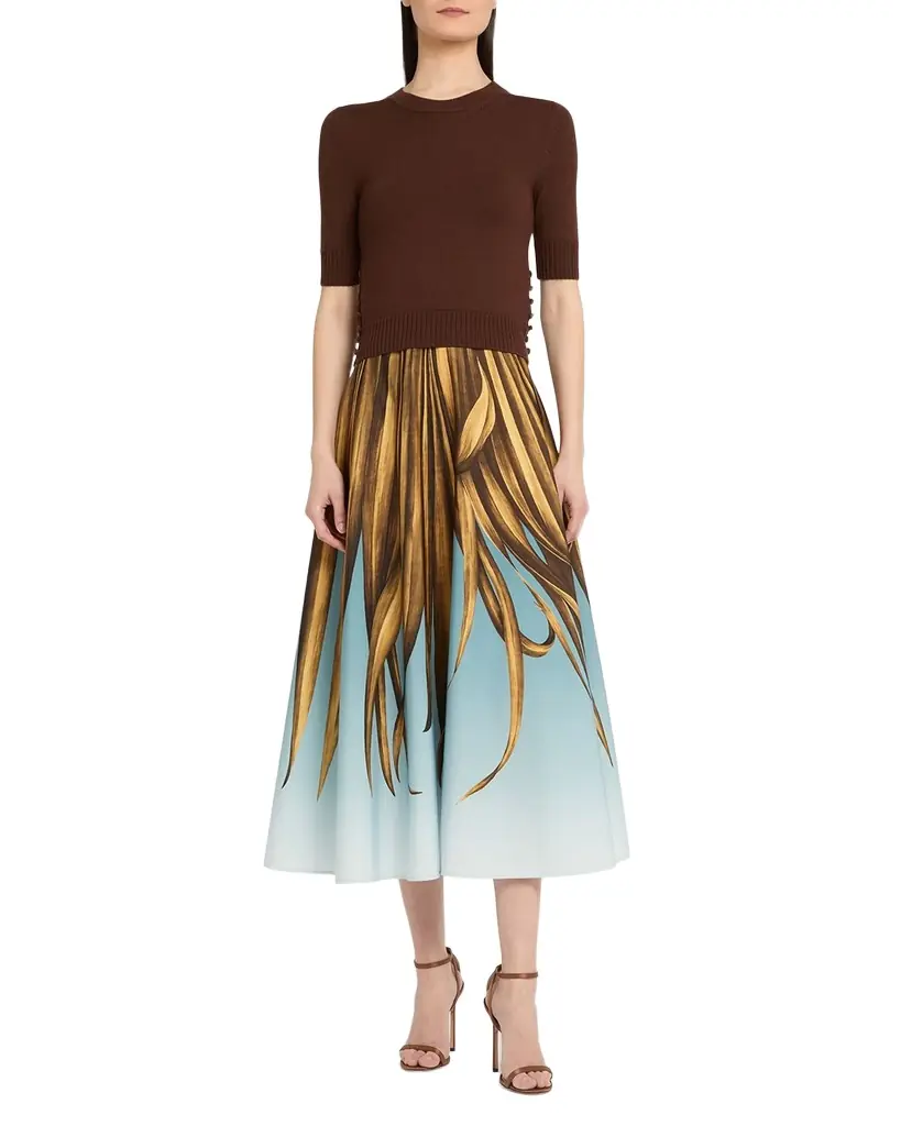 Oscar de la Renta Short-Sleeve Button-Side Crewneck Sweater | Image 1 Oscar de la Renta Short-Sleeve Button-Side Crewneck Sweater | Image 1