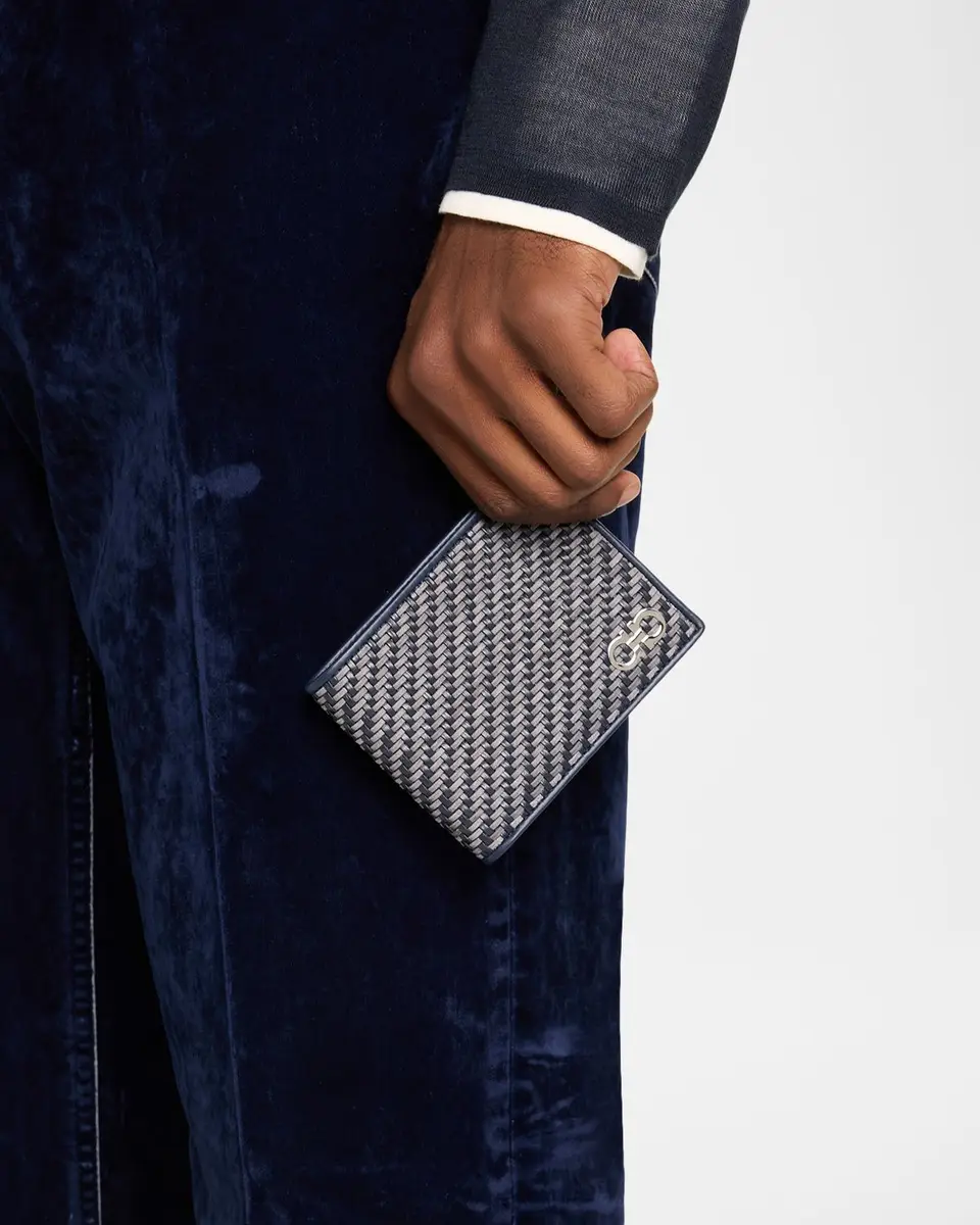 Ferragamo Men 's Gancini Woven Leather Bifold Wallet | Image 1 Ferragamo Men 's Gancini Woven Leather Bifold Wallet | Image 1