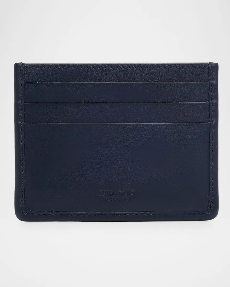 Ferragamo Men's Gancini Woven Leather Card Holder | Thumbnail 2 Ferragamo Men's Gancini Woven Leather Card Holder | Thumbnail 2