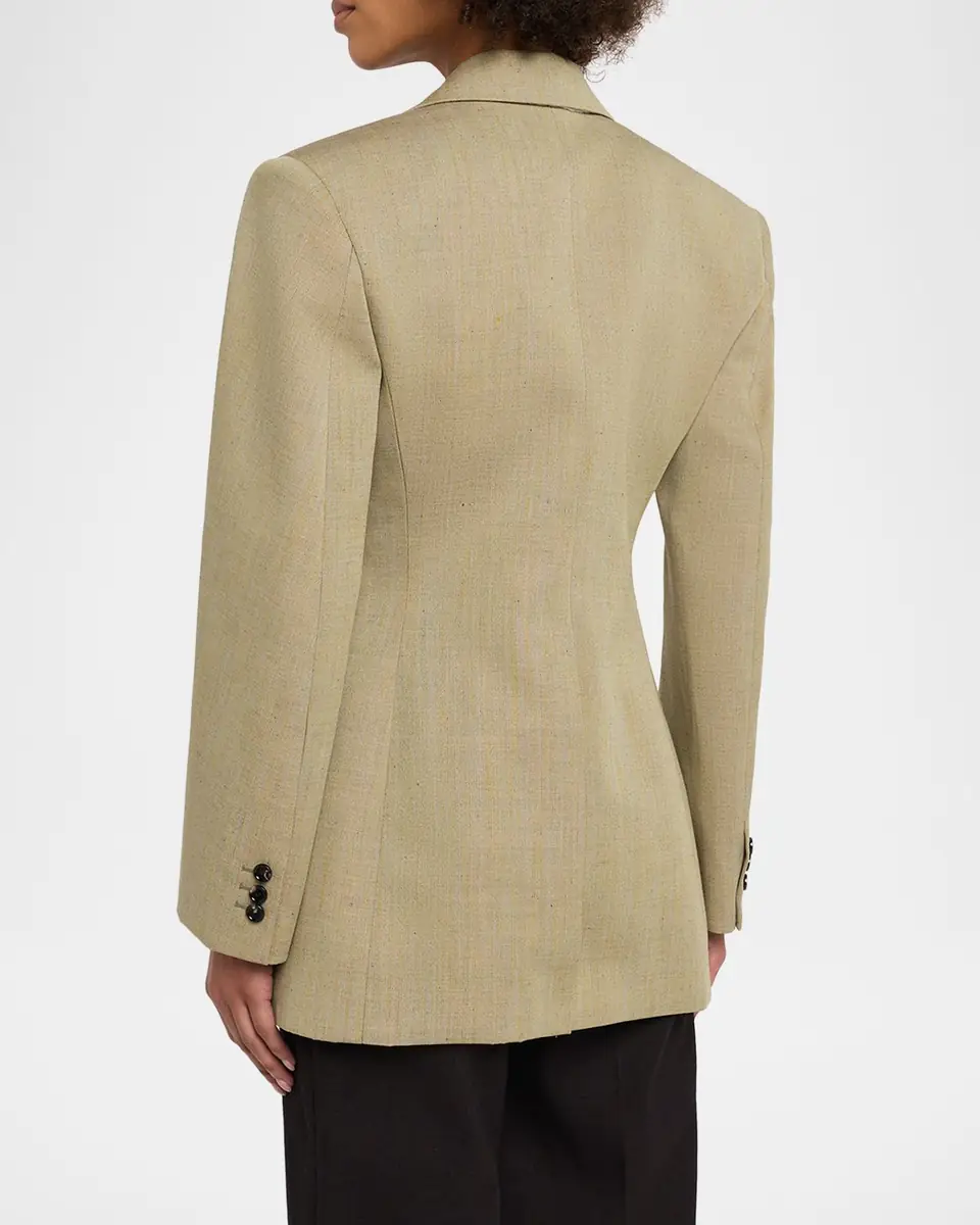 Bottega Veneta Oversized Wool-Linen Single-Breasted Jacket | Thumbnail 2 Bottega Veneta Oversized Wool-Linen Single-Breasted Jacket | Thumbnail 2
