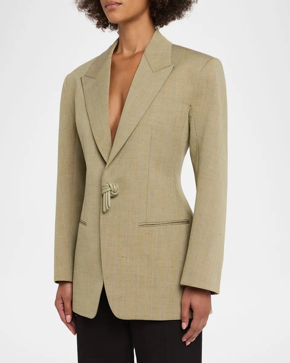 Bottega Veneta Oversized Wool-Linen Single-Breasted Jacket | Thumbnail 3 Bottega Veneta Oversized Wool-Linen Single-Breasted Jacket | Thumbnail 3