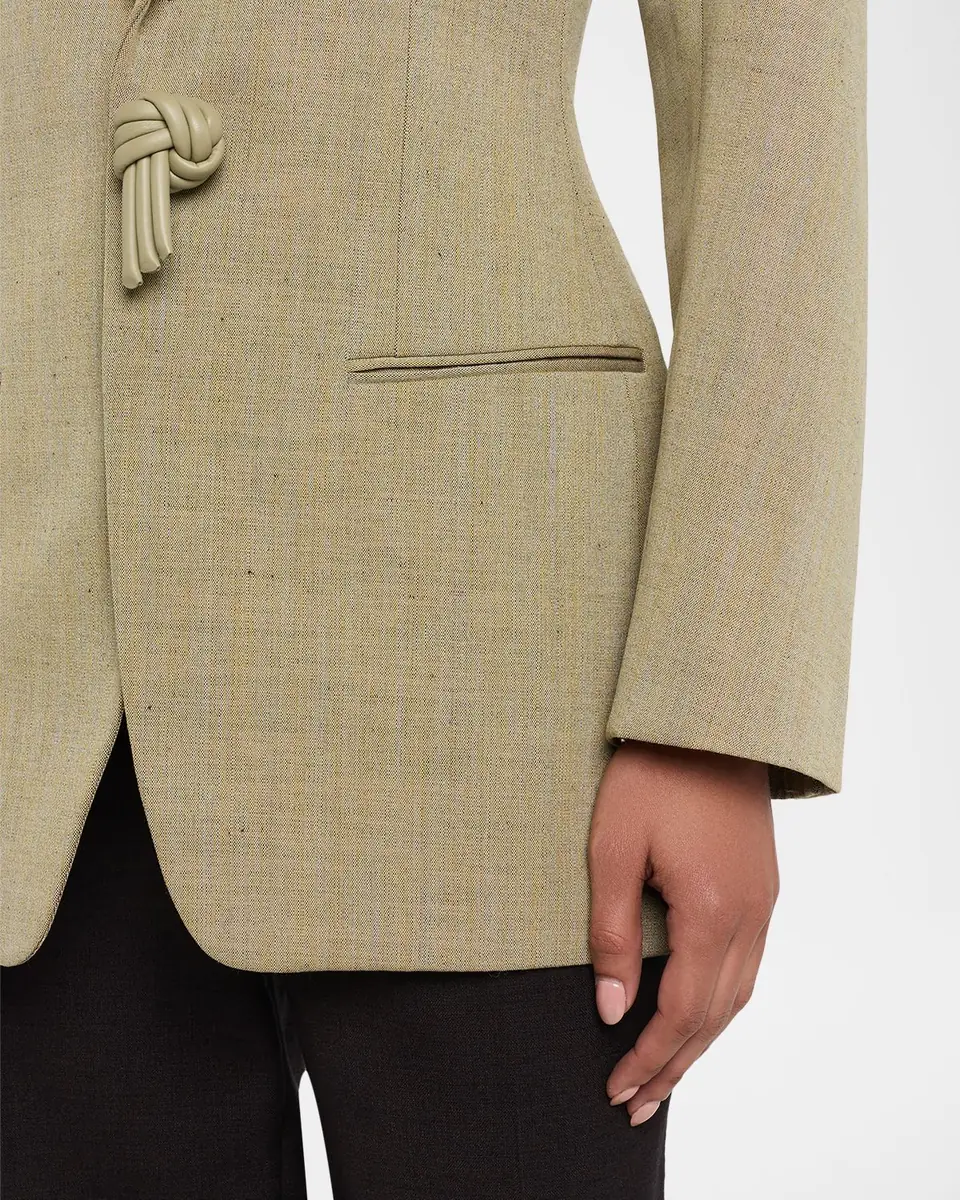 Bottega Veneta Oversized Wool-Linen Single-Breasted Jacket | Thumbnail 4 Bottega Veneta Oversized Wool-Linen Single-Breasted Jacket | Thumbnail 4
