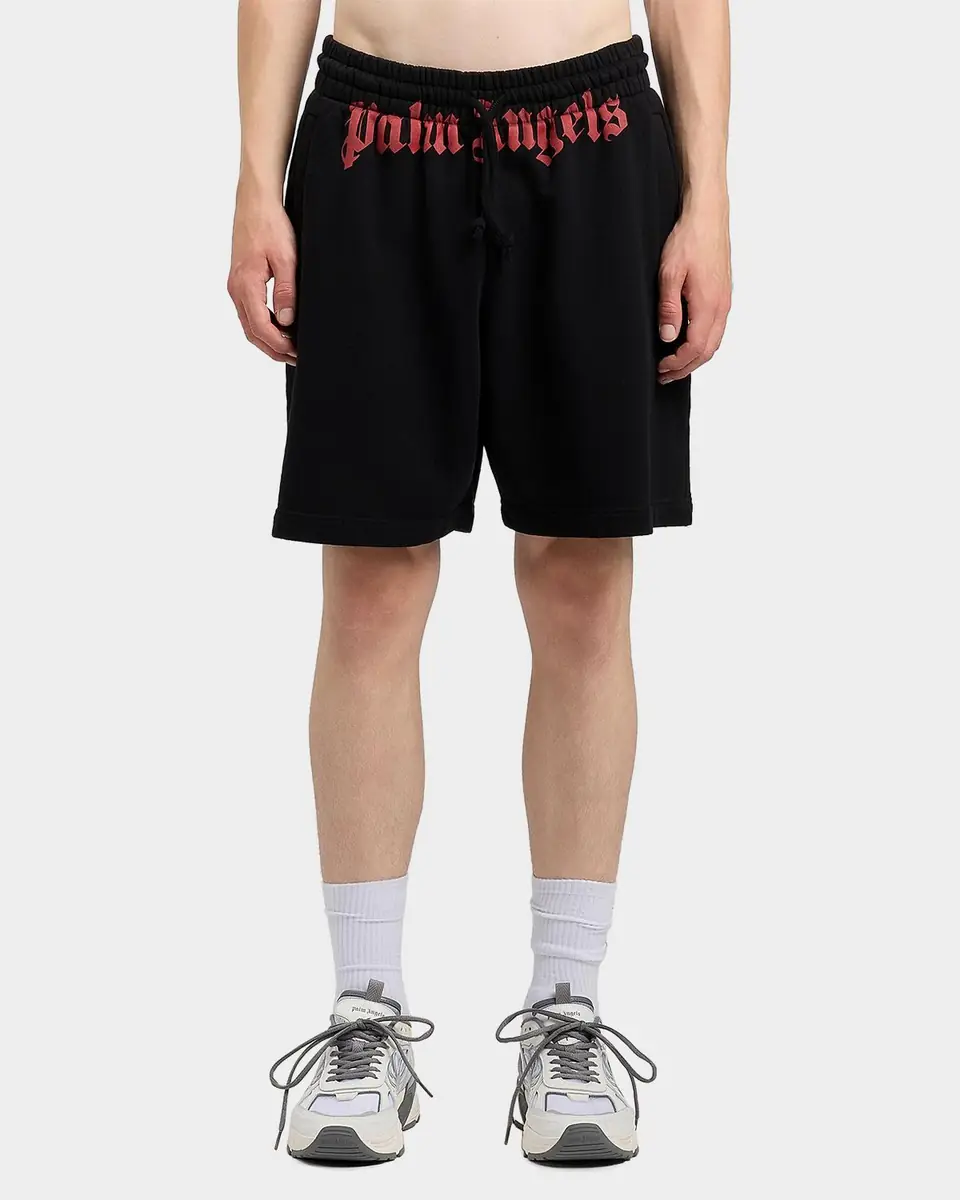 Palm Angels Men's Waist-Logo Cotton Drawstring Sweatshorts | Thumbnail 2 Palm Angels Men's Waist-Logo Cotton Drawstring Sweatshorts | Thumbnail 2