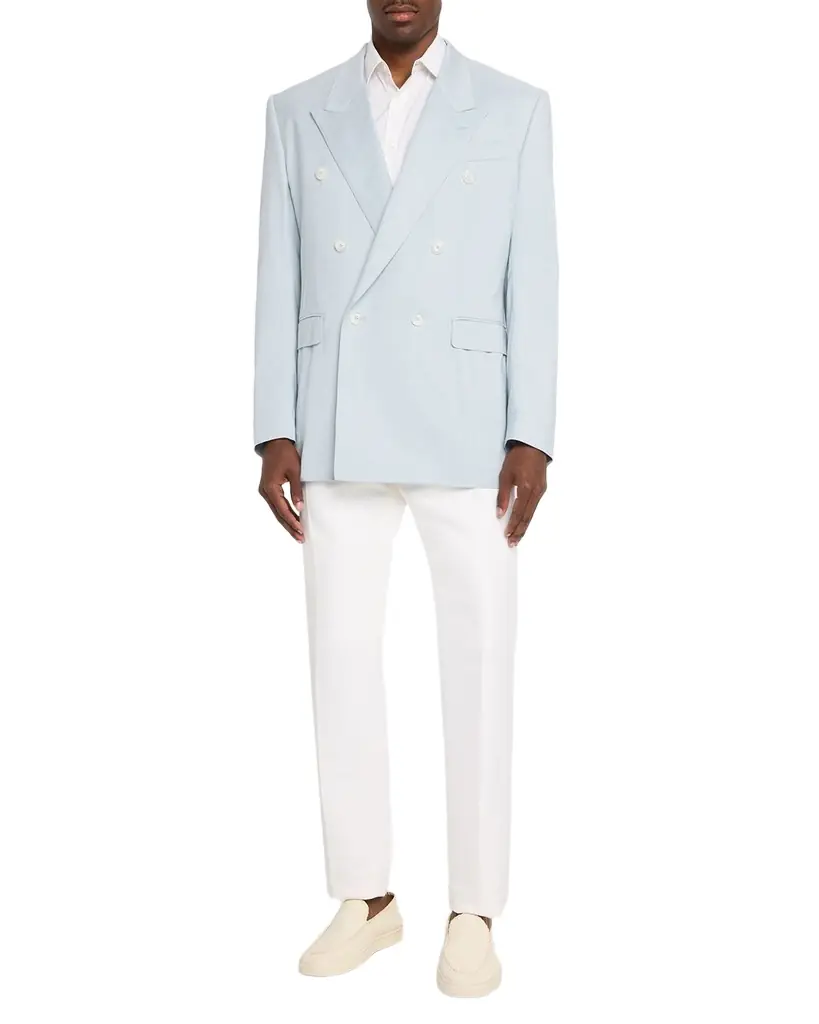 Men's Viscose-Blend Double-Breasted Dinner Jacket Men's Viscose-Blend Double-Breasted Dinner Jacket