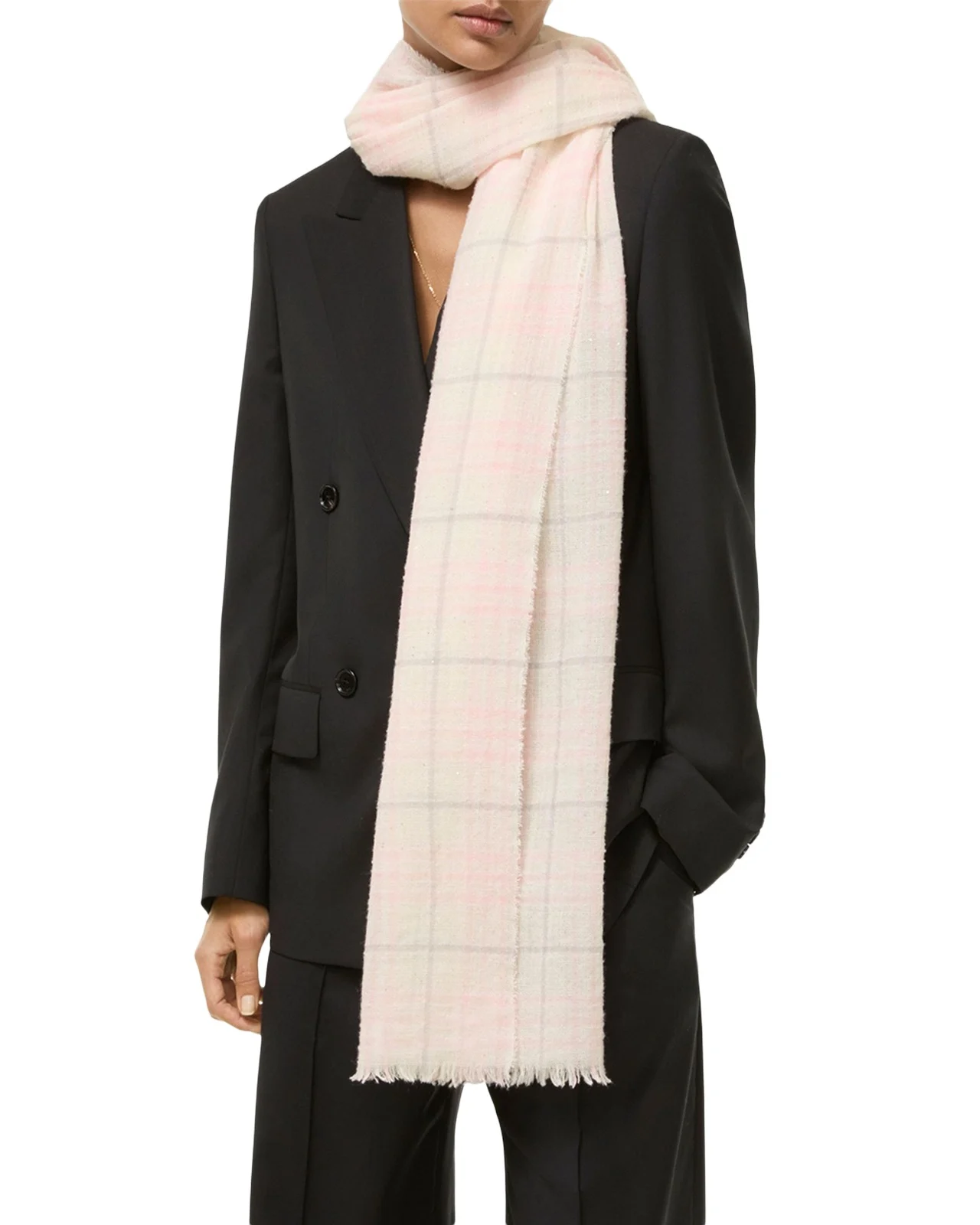 Burberry Wide Sequined Check Wool Silk-Blend Scarf