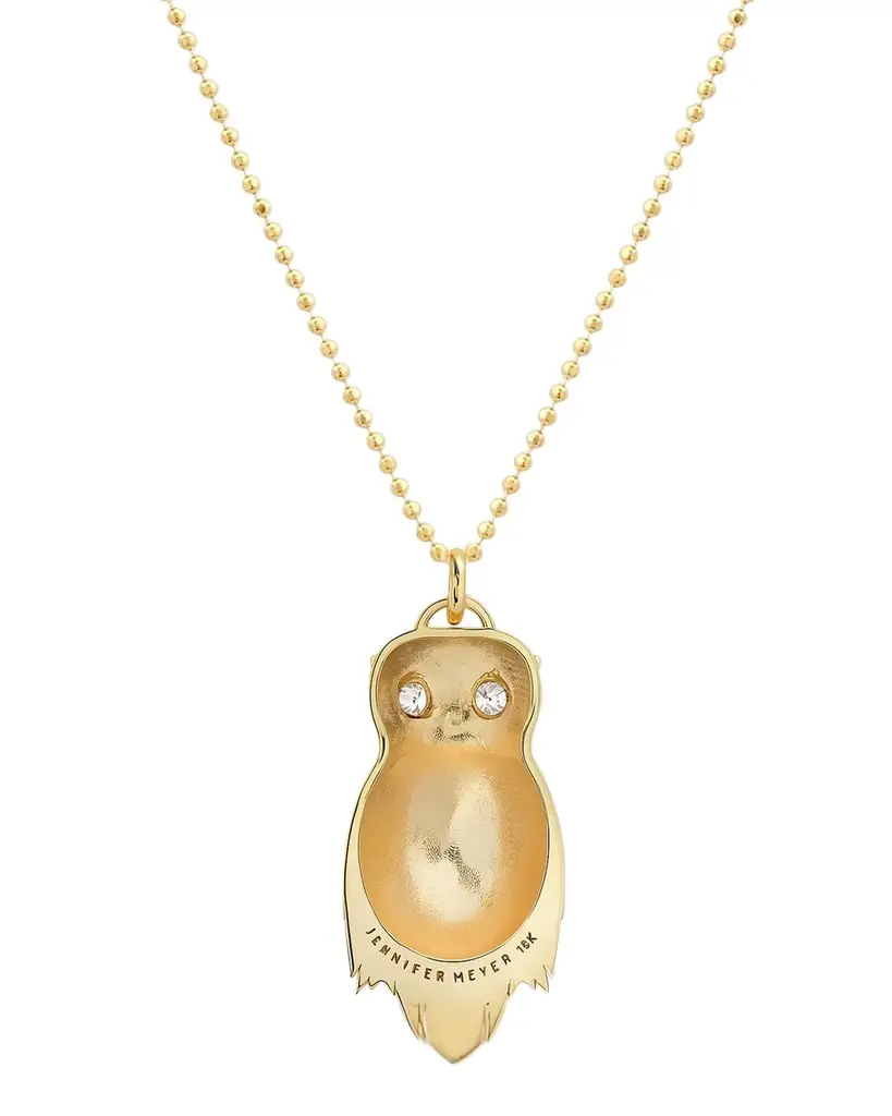 Jennifer Meyer 18K Yellow Gold Large Owl Necklace with Diamonds | Image 1 Jennifer Meyer 18K Yellow Gold Large Owl Necklace with Diamonds | Image 1