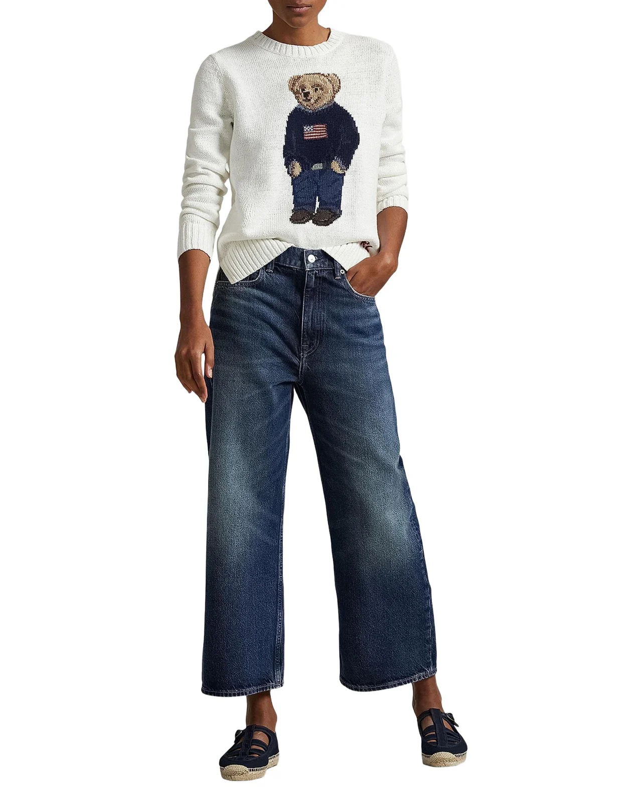 Polo Ralph Lauren Polo Bear Linen-Cotton Crewneck Sweater