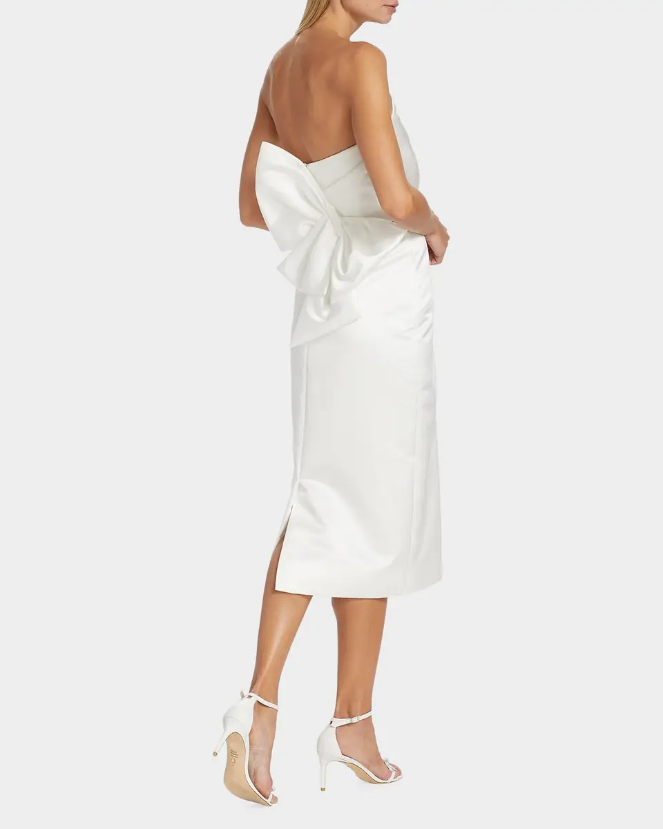 Amsale Duchess Satin Bow-Back Midi Dress | Thumbnail 2 Amsale Duchess Satin Bow-Back Midi Dress | Thumbnail 2