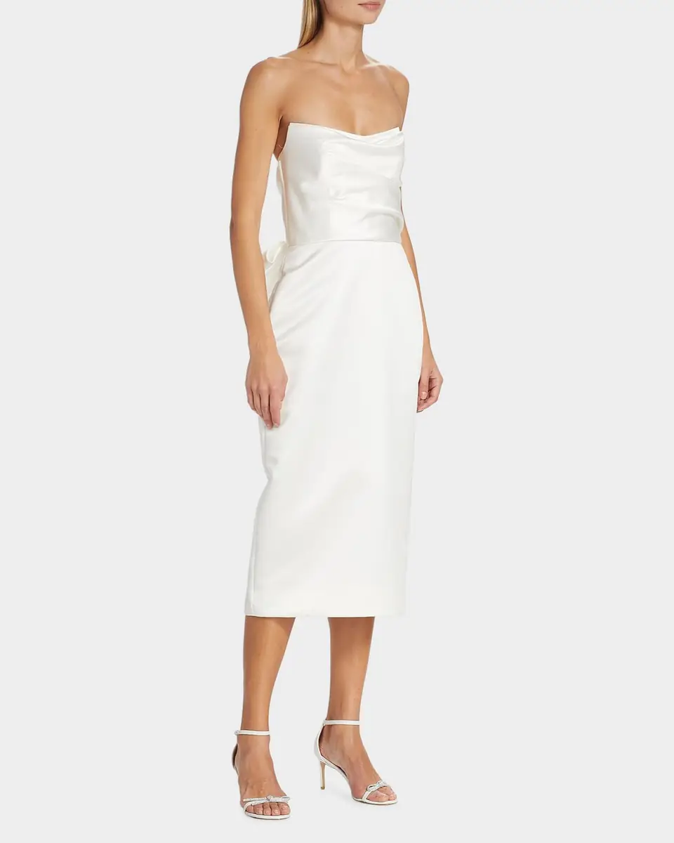 Amsale Duchess Satin Bow-Back Midi Dress | Thumbnail 6 Amsale Duchess Satin Bow-Back Midi Dress | Thumbnail 6