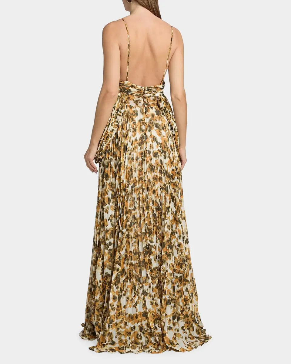Et Ochs Micah Abstract Chiffon Pleated Gown | Thumbnail 2