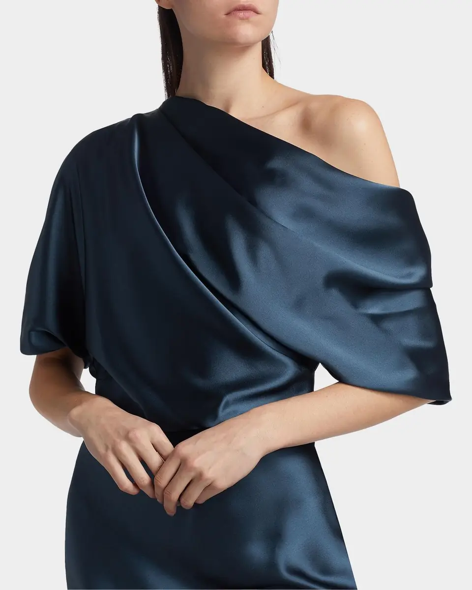 Amsale Draped Satin Pencil Midi-Dress | Thumbnail 4 Amsale Draped Satin Pencil Midi-Dress | Thumbnail 4