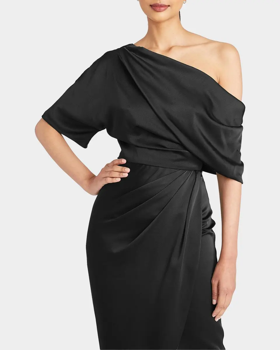 THEIA Rayna Draped One-Shoulder High-Low Gown | Thumbnail 3