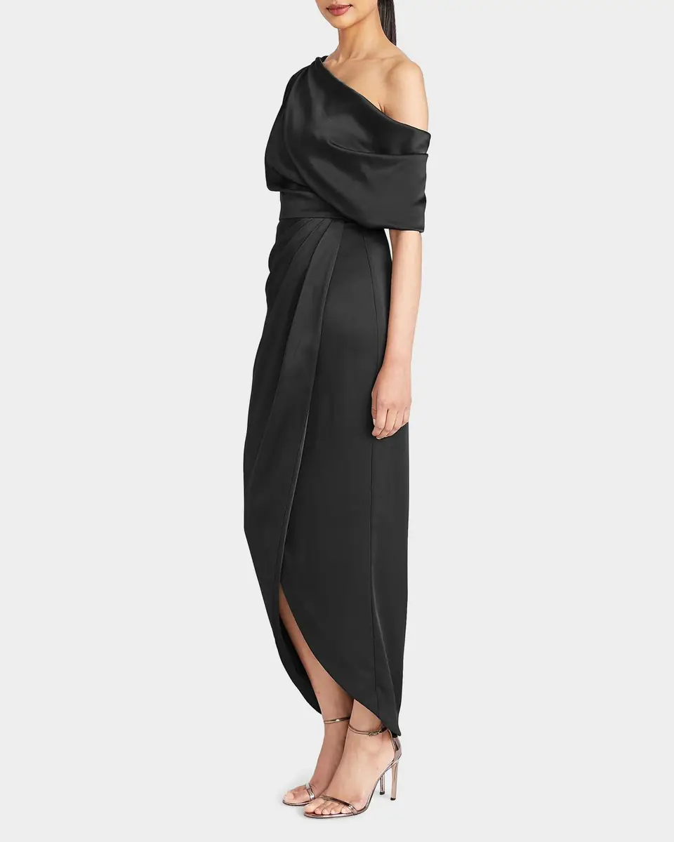 THEIA Rayna Draped One-Shoulder High-Low Gown | Thumbnail 4