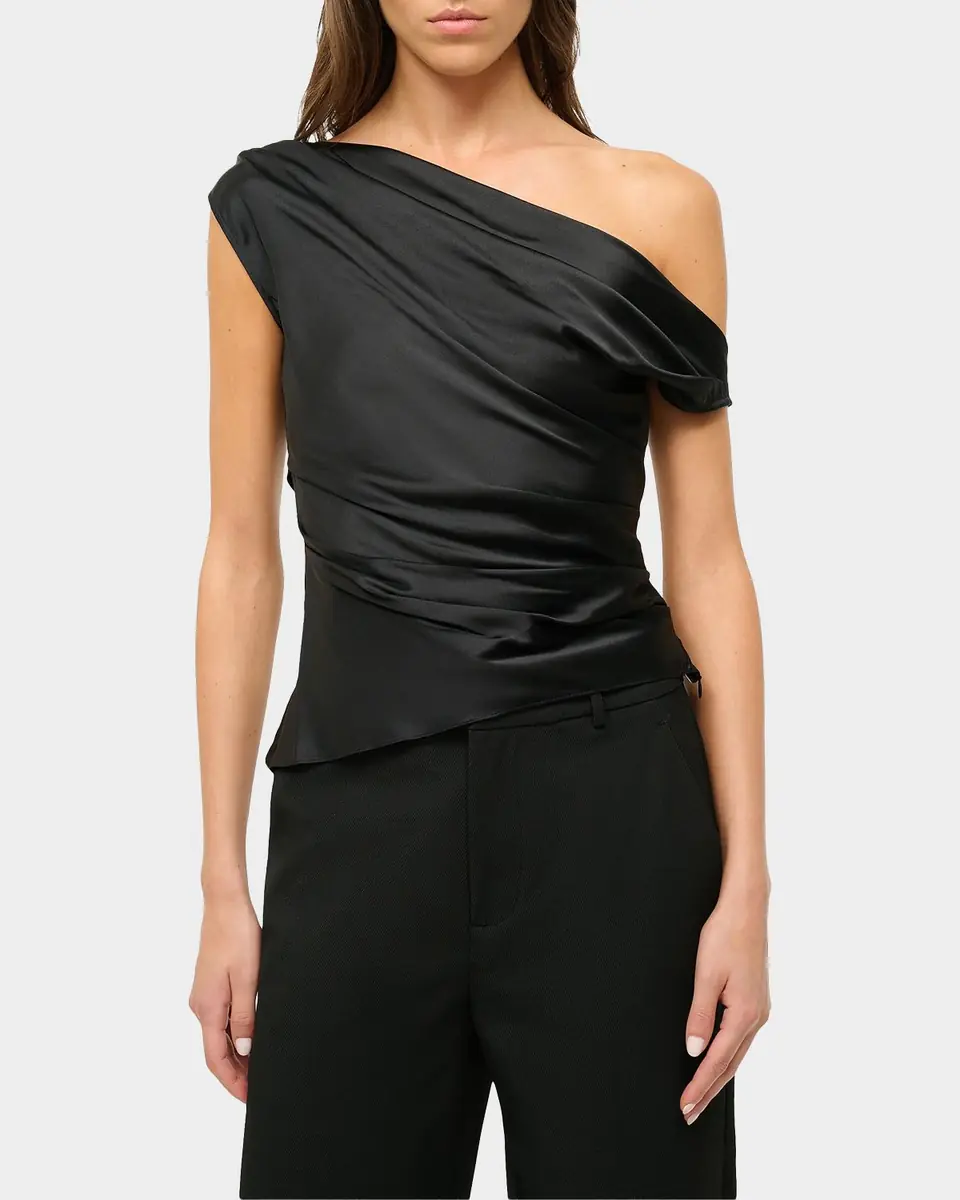 Staud Phare Satin One-Shoulder Top | Thumbnail 2 Staud Phare Satin One-Shoulder Top | Thumbnail 2