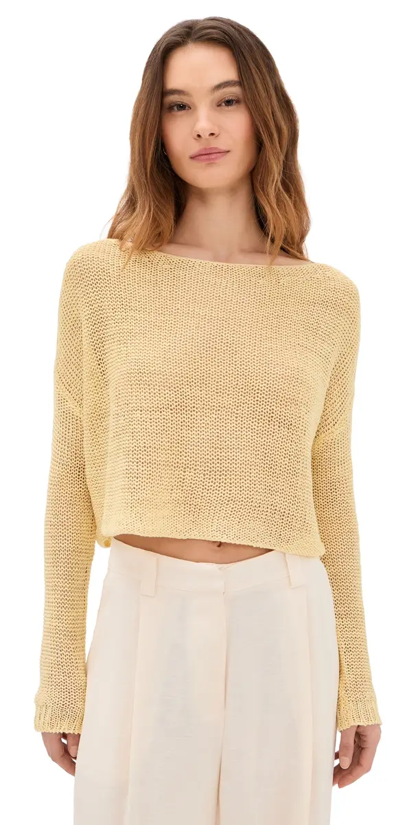 Enza Costa Linen Open Knit Bateau weater Flan | Image 1 Enza Costa Linen Open Knit Bateau weater Flan | Image 1