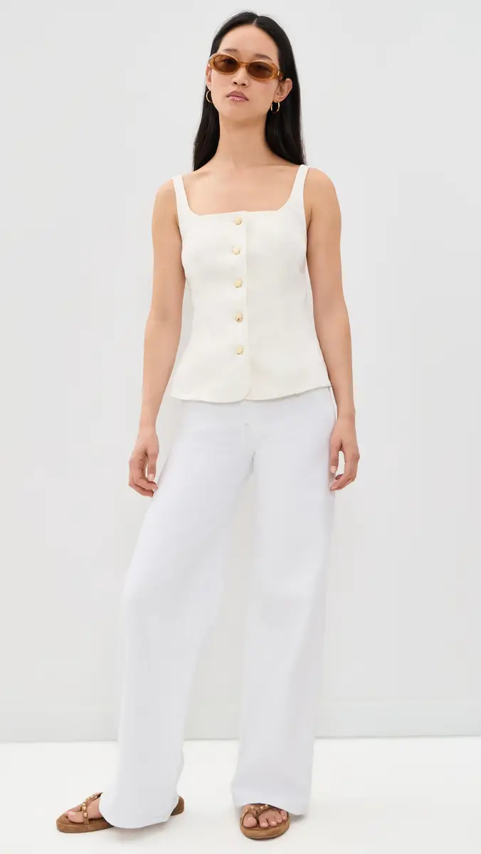 GOOD AMERICAN Sleeveless Denim Button Front Top | Thumbnail 5
