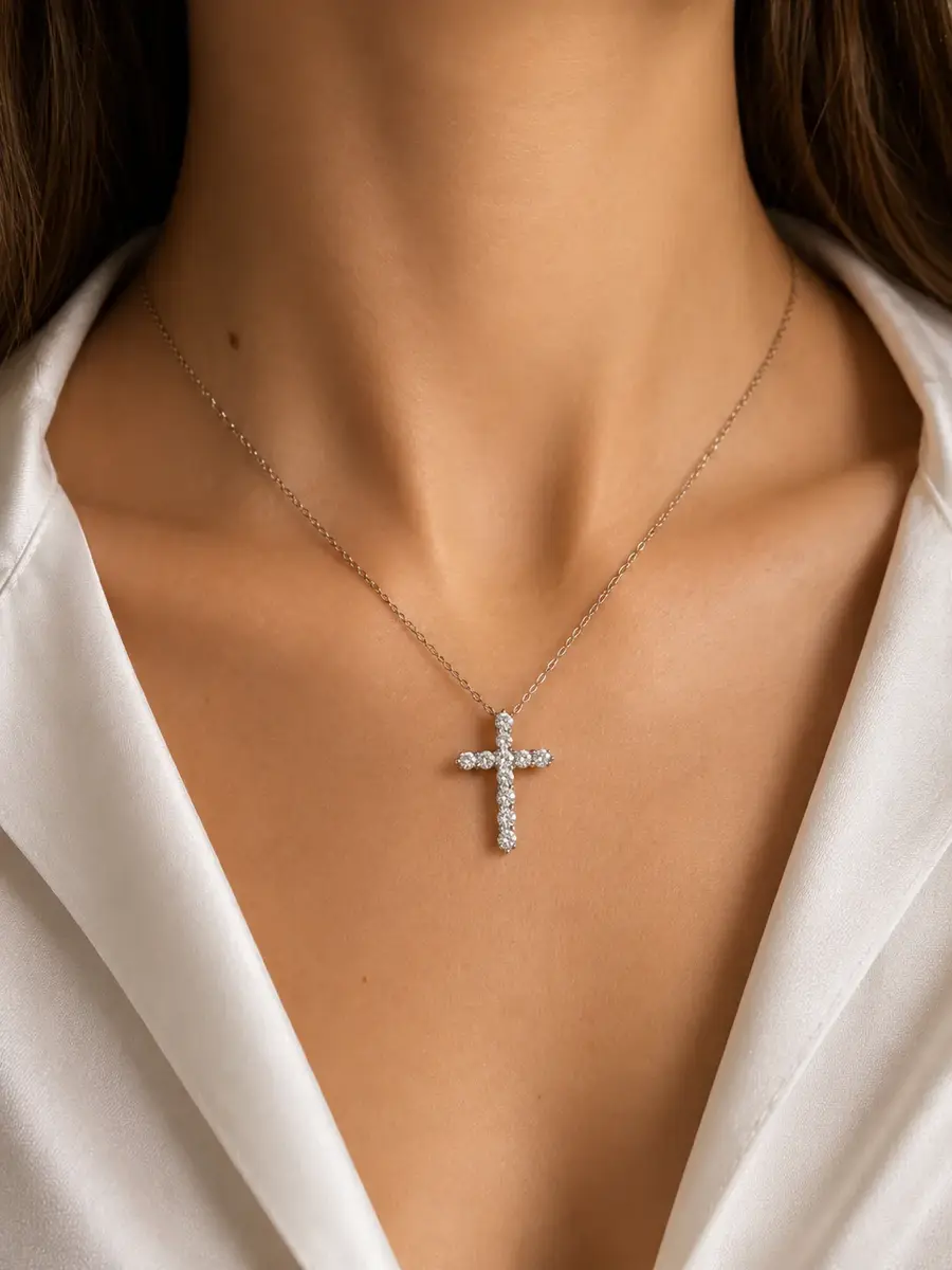 Wish Fine Jewelry 1.50ct Diamond Platinum Cross Pendant Necklace | Thumbnail 2 Wish Fine Jewelry 1.50ct Diamond Platinum Cross Pendant Necklace | Thumbnail 2