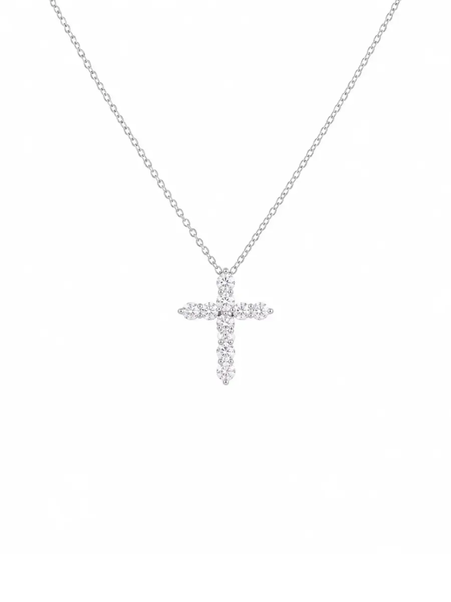1.50ct Diamond Platinum Cross Pendant Necklace