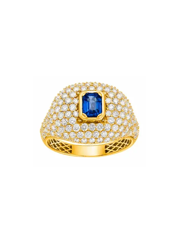 2.20ct Diamond Sapphire 18K Gold Pave Ring 2.20ct Diamond Sapphire 18K Gold Pave Ring