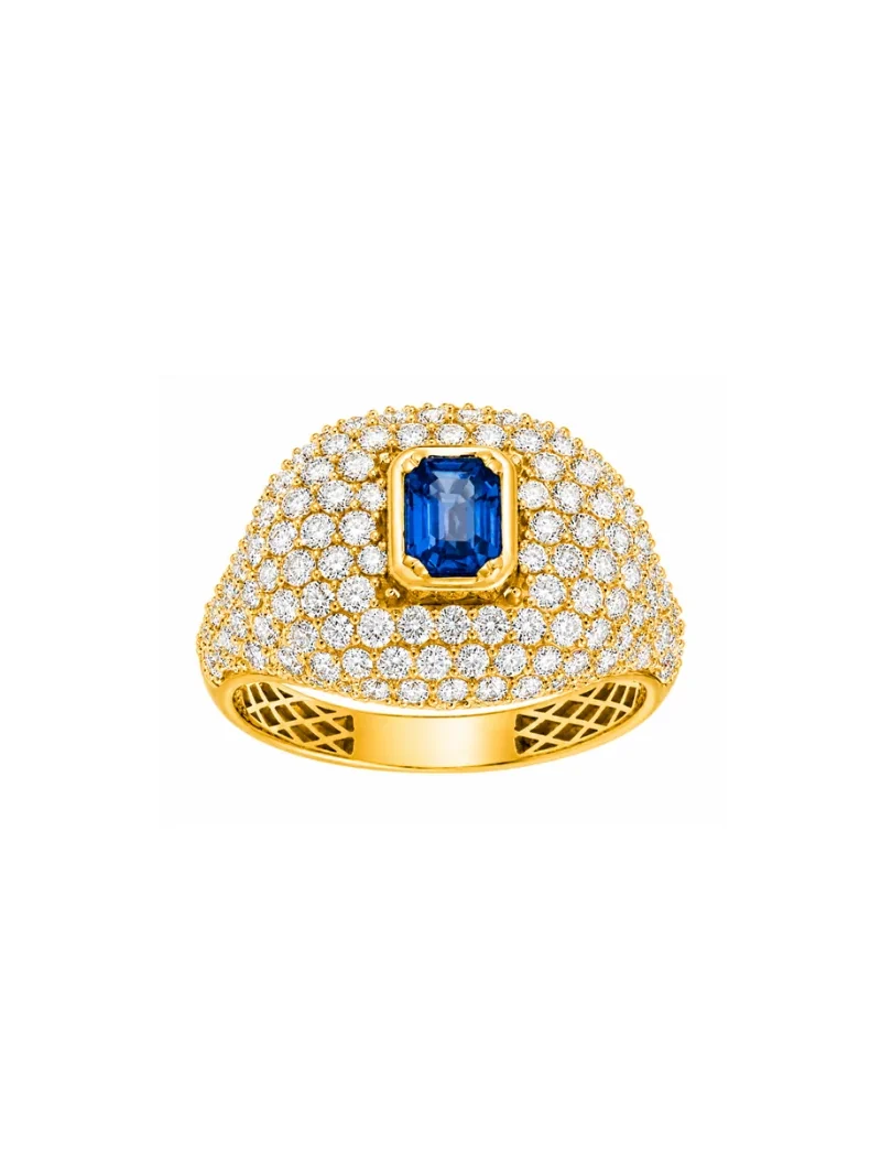 2.20ct Diamond Sapphire 18K Gold Pave Ring 2.20ct Diamond Sapphire 18K Gold Pave Ring