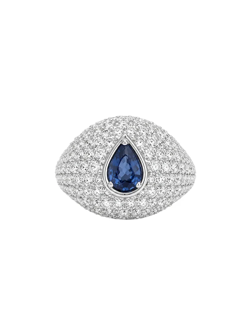 2.39ct Diamond Sapphire 18K Gold Pave Ring