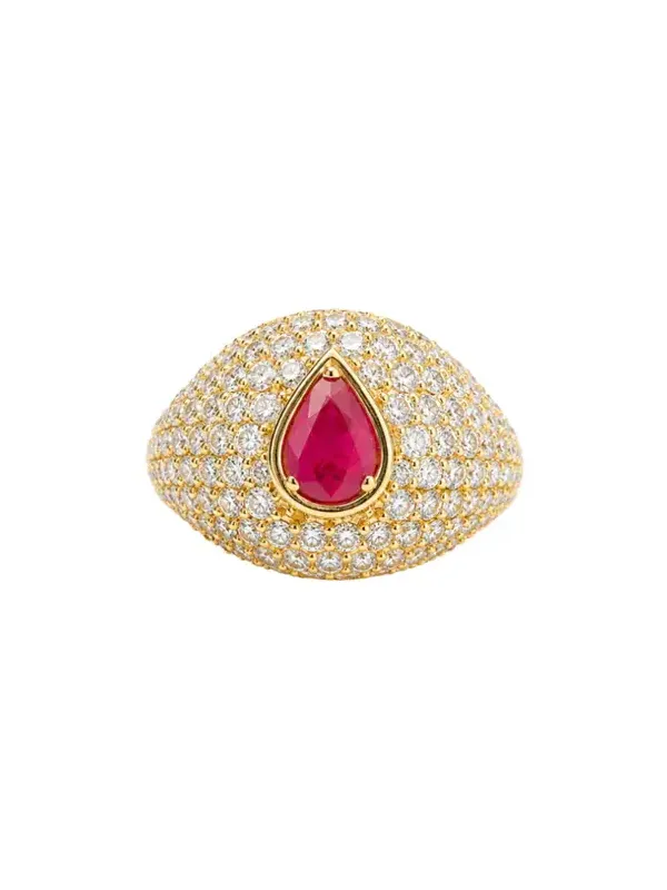 2.47ct Diamond Ruby 18K Gold Pave Ring