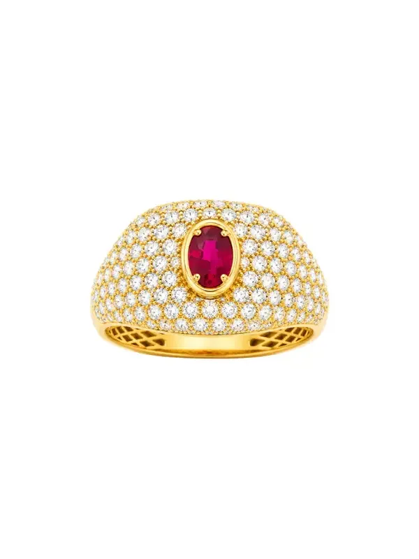 2.70ct Diamond Ruby 18K Gold Pave Ring