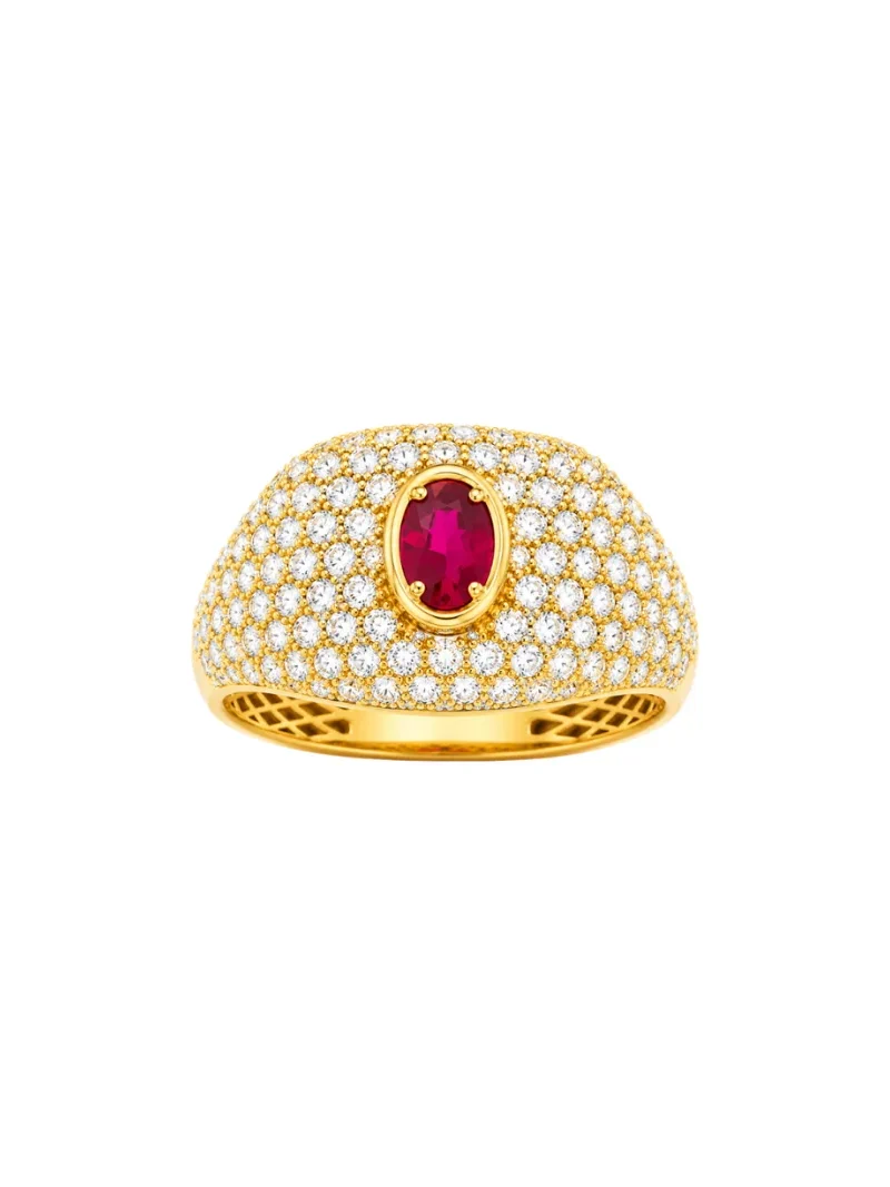 2.70ct Diamond Ruby 18K Gold Pave Ring