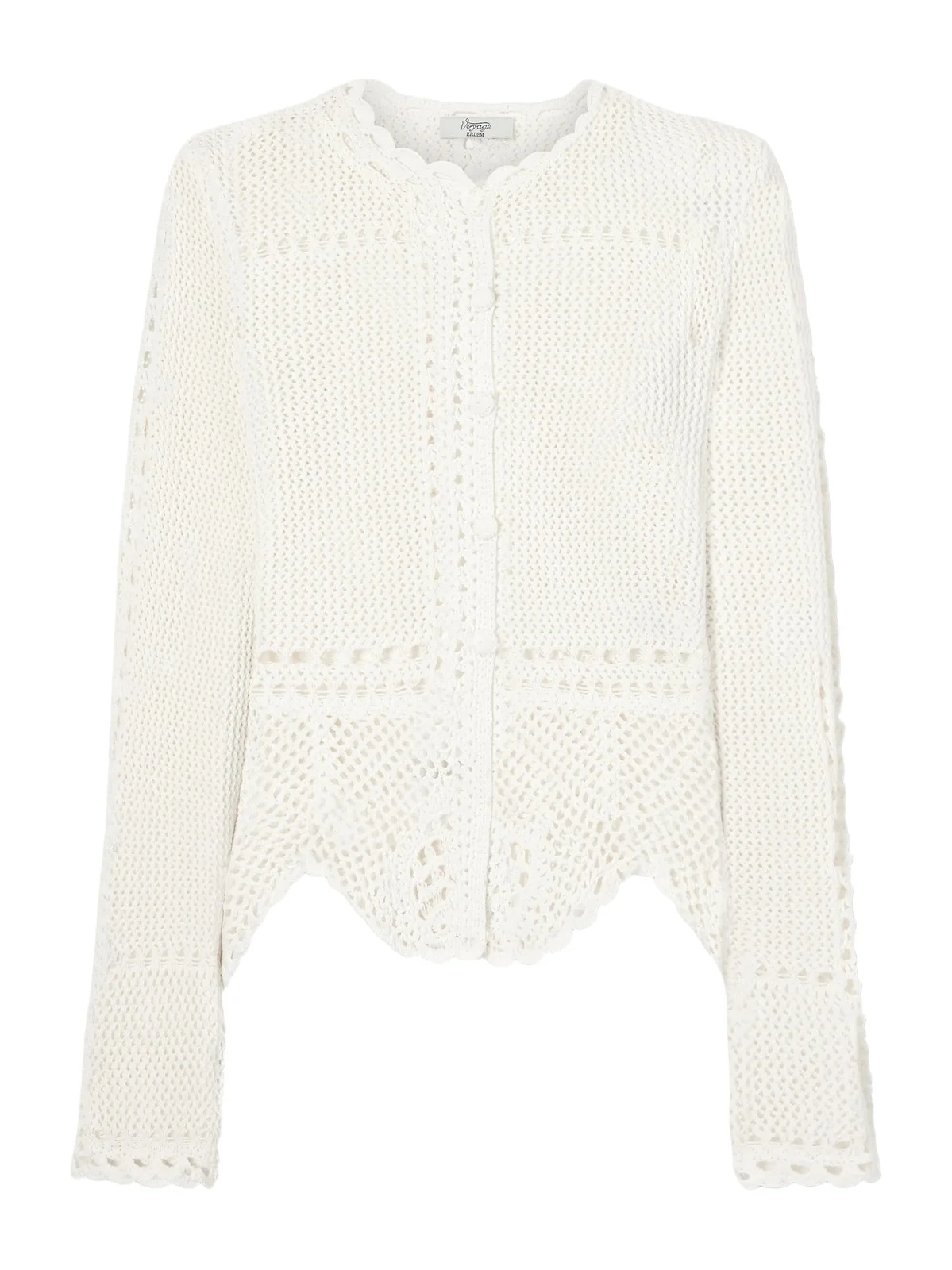 Crochet-knit Cotton Peplum Cardigan Crochet-knit Cotton Peplum Cardigan