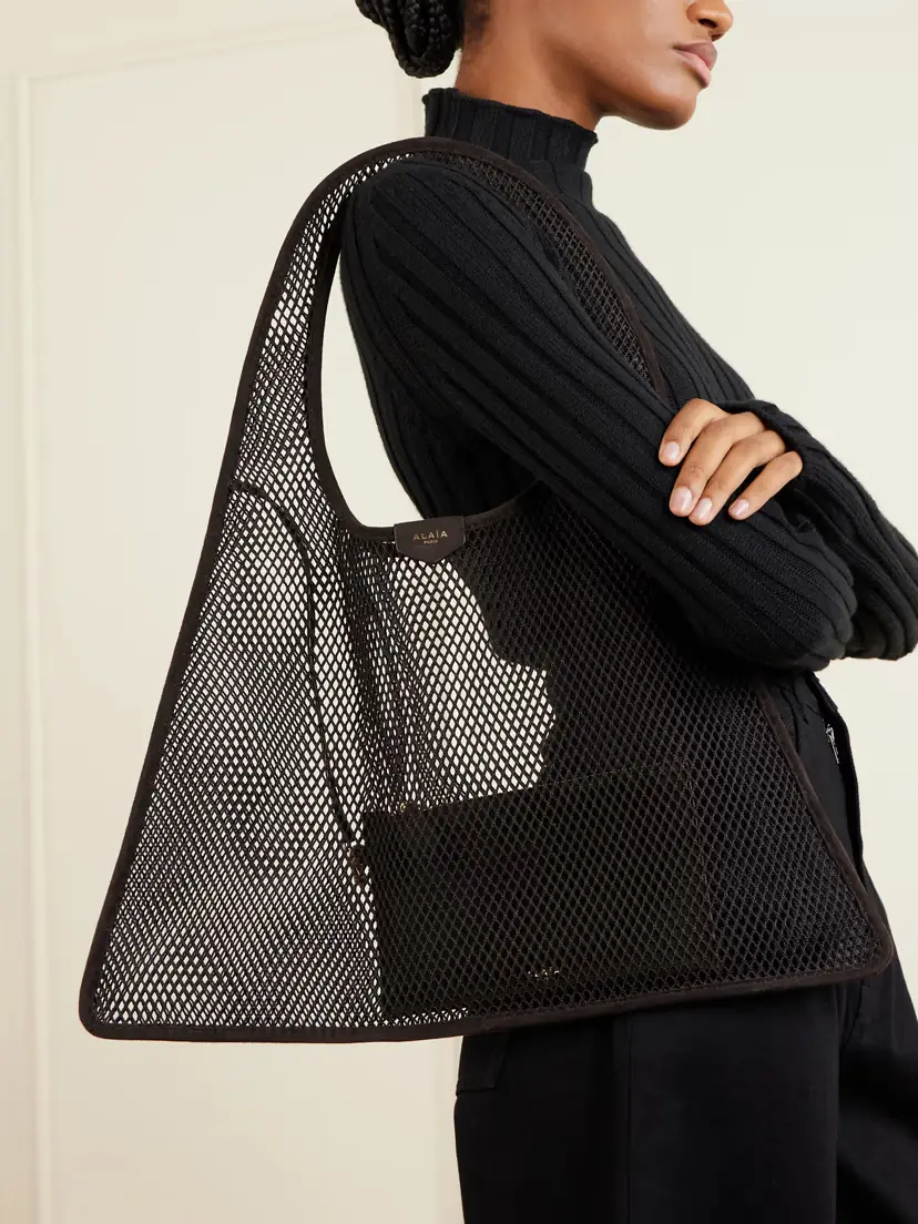 Alaïa One Piece Suede-trimmed Mesh Shoulder Bag | Thumbnail 2 Alaïa One Piece Suede-trimmed Mesh Shoulder Bag | Thumbnail 2