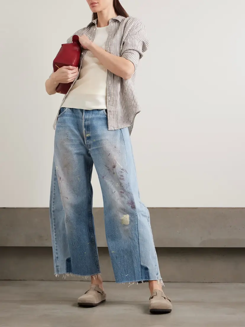B SIDES Lasso Distressed Cropped Mid-rise Wide-leg Jeans | Thumbnail 2