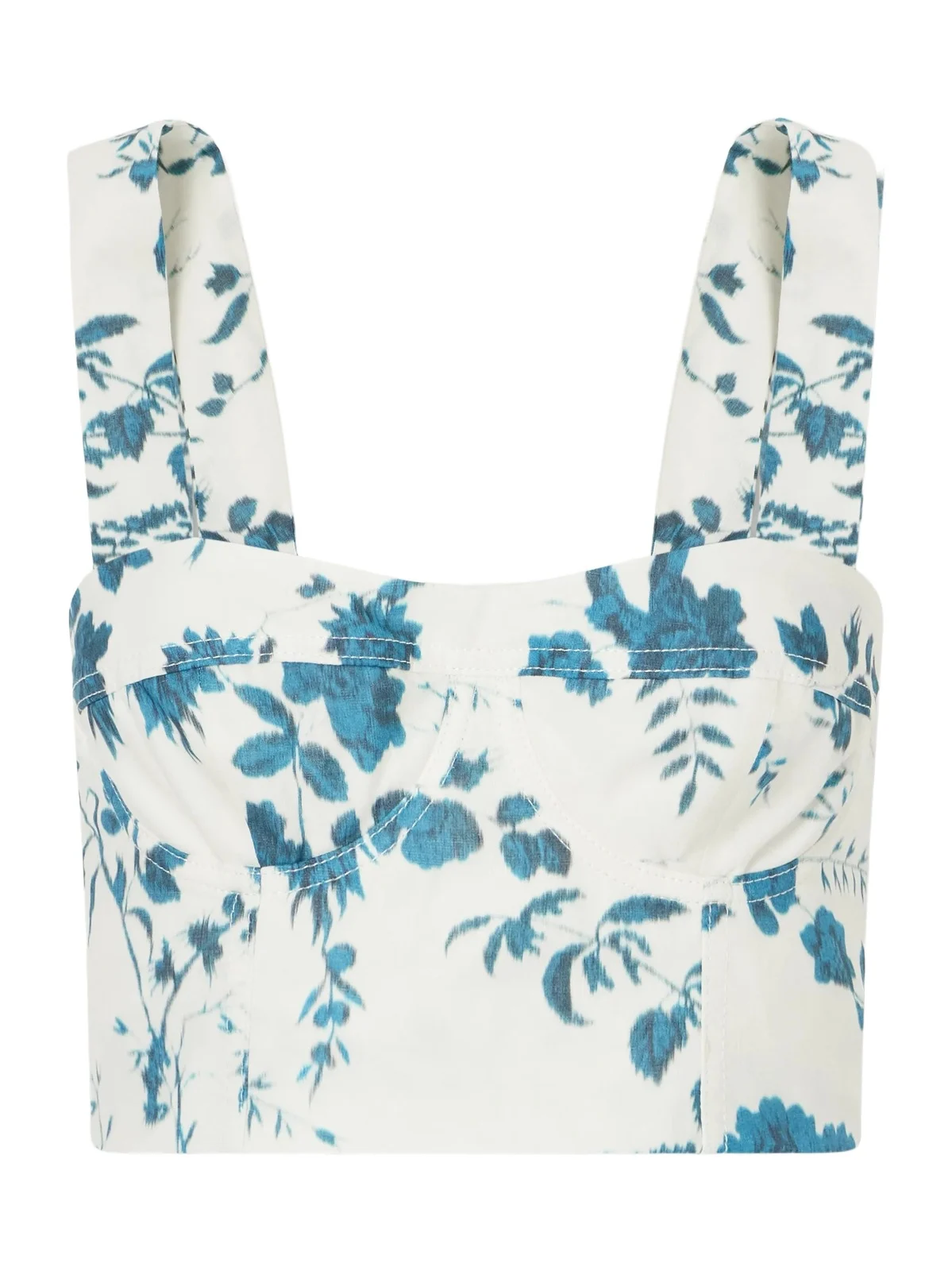 Erdem Crop Floral-print Cotton And Linen-blend Top - White