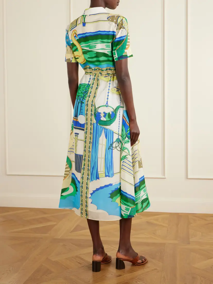 Tory Burch Belted Printed Silk And Cotton-blend Maxi Dress | Thumbnail 3 Tory Burch Belted Printed Silk And Cotton-blend Maxi Dress | Thumbnail 3