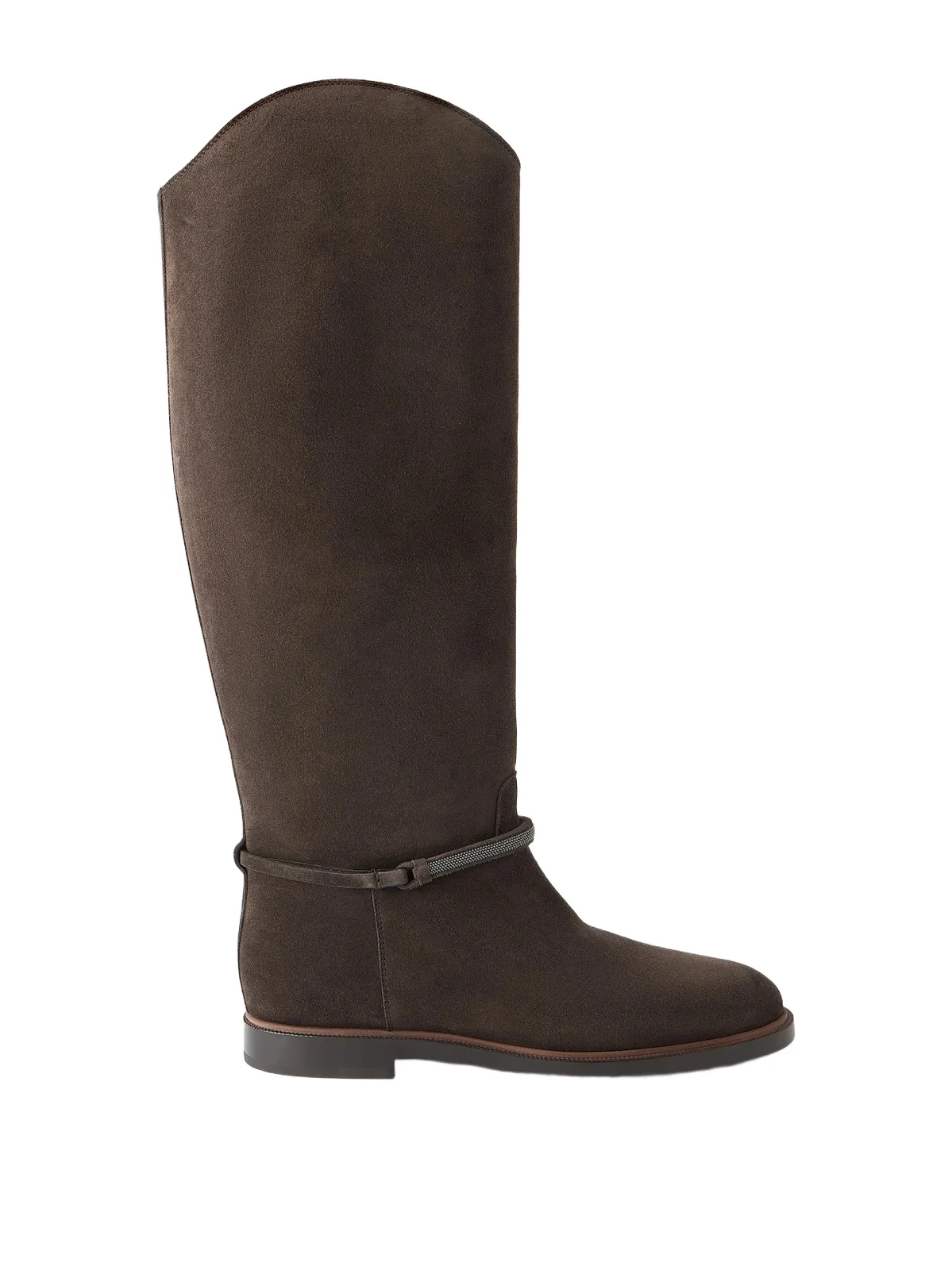 Embellished Suede Knee Boots