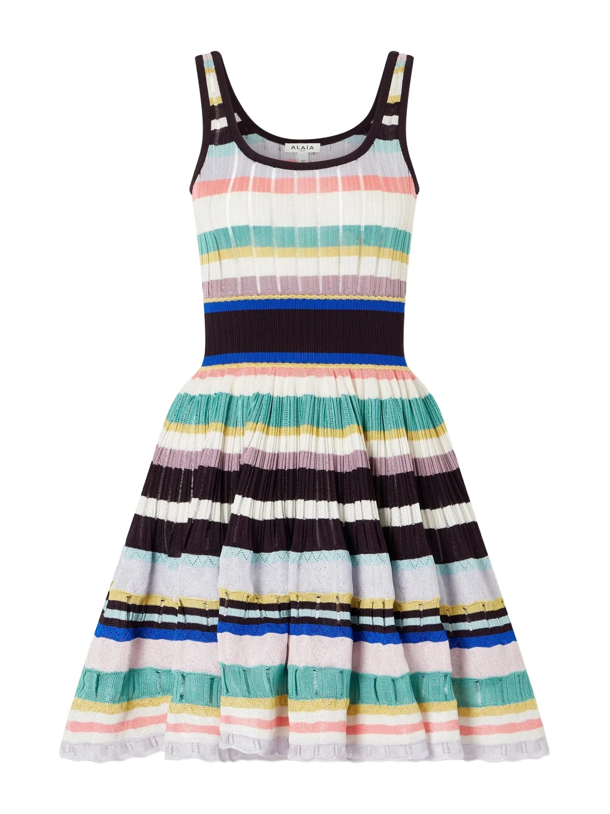 Tiered Pointelle-knit Mini Dress