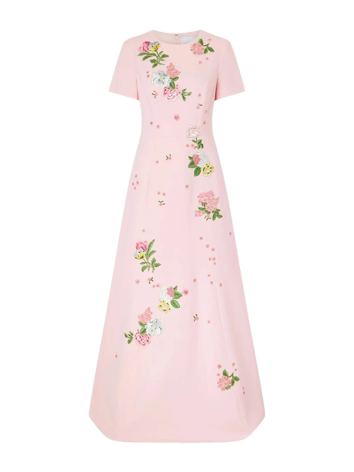 Floral-embroidered Crepe Gown