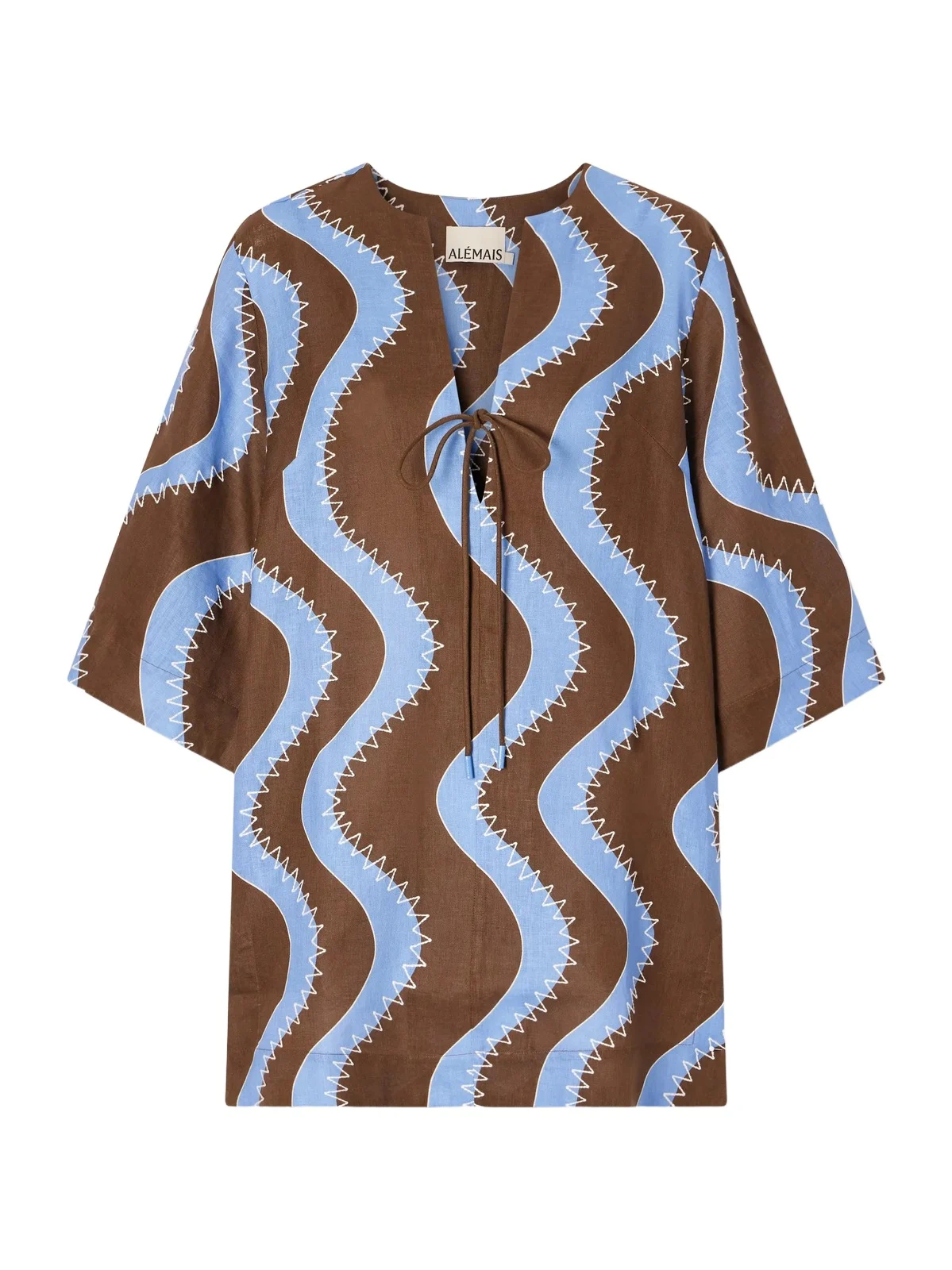 Frankie Printed Embroidered Linen Mini Dress Frankie Printed Embroidered Linen Mini Dress