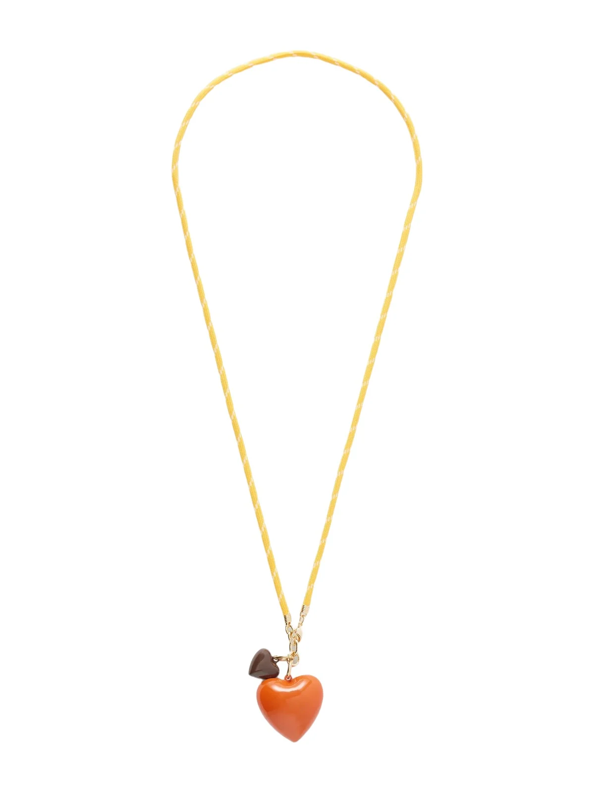 The Mini Puffy Heart Gold-tone, Enamel And Cord Necklace - Orange The Mini Puffy Heart Gold-tone, Enamel And Cord Necklace - Orange