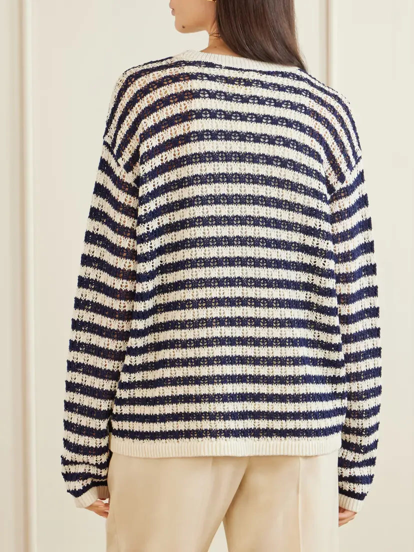 Aimé Leon Dore Eyelet Striped Cotton Sweater | Thumbnail 3 Aimé Leon Dore Eyelet Striped Cotton Sweater | Thumbnail 3