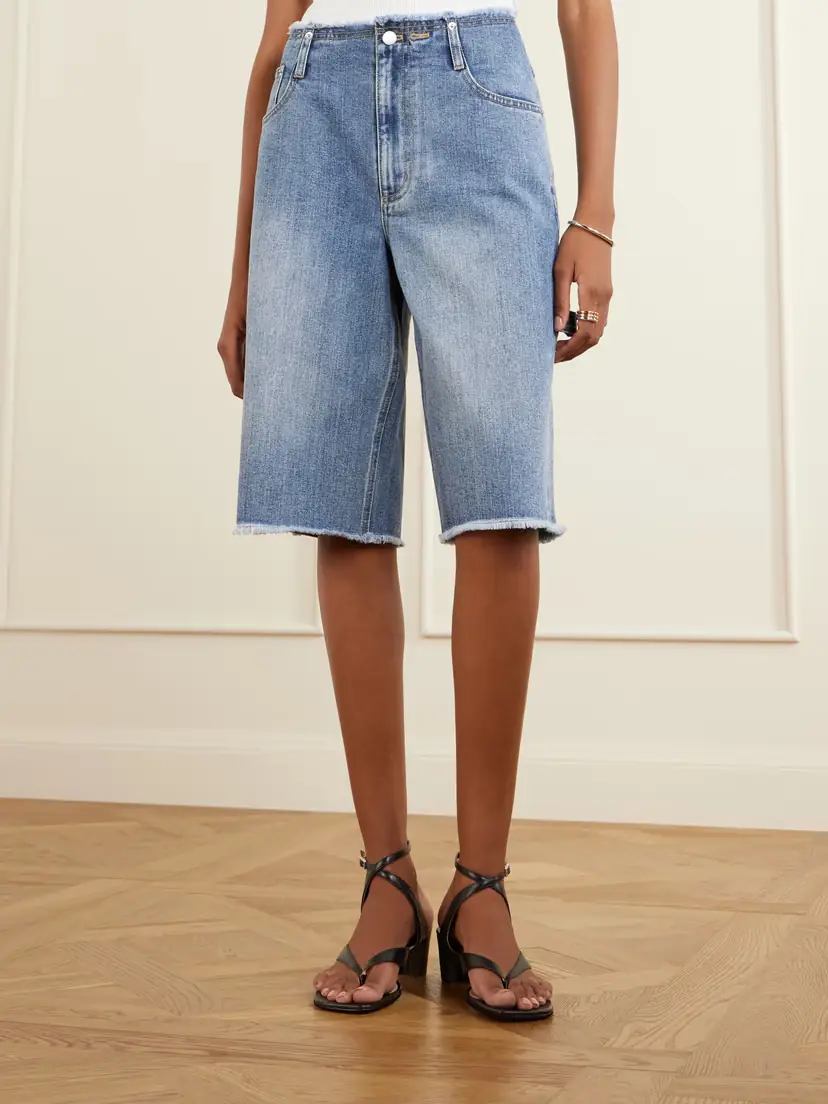 Tibi Mid-rise Denim Straight-leg Shorts | Thumbnail 3 Tibi Mid-rise Denim Straight-leg Shorts | Thumbnail 3