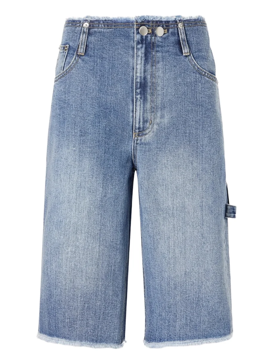 Tibi Mid-rise Denim Straight-leg Shorts