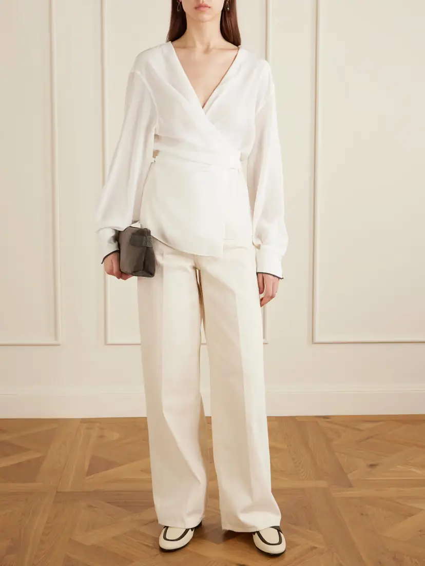 Brunello Cucinelli Wrap Silk Blouse | Thumbnail 2 Brunello Cucinelli Wrap Silk Blouse | Thumbnail 2